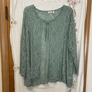 Elegant Teal Floral Lace Blouse by Logo Layers